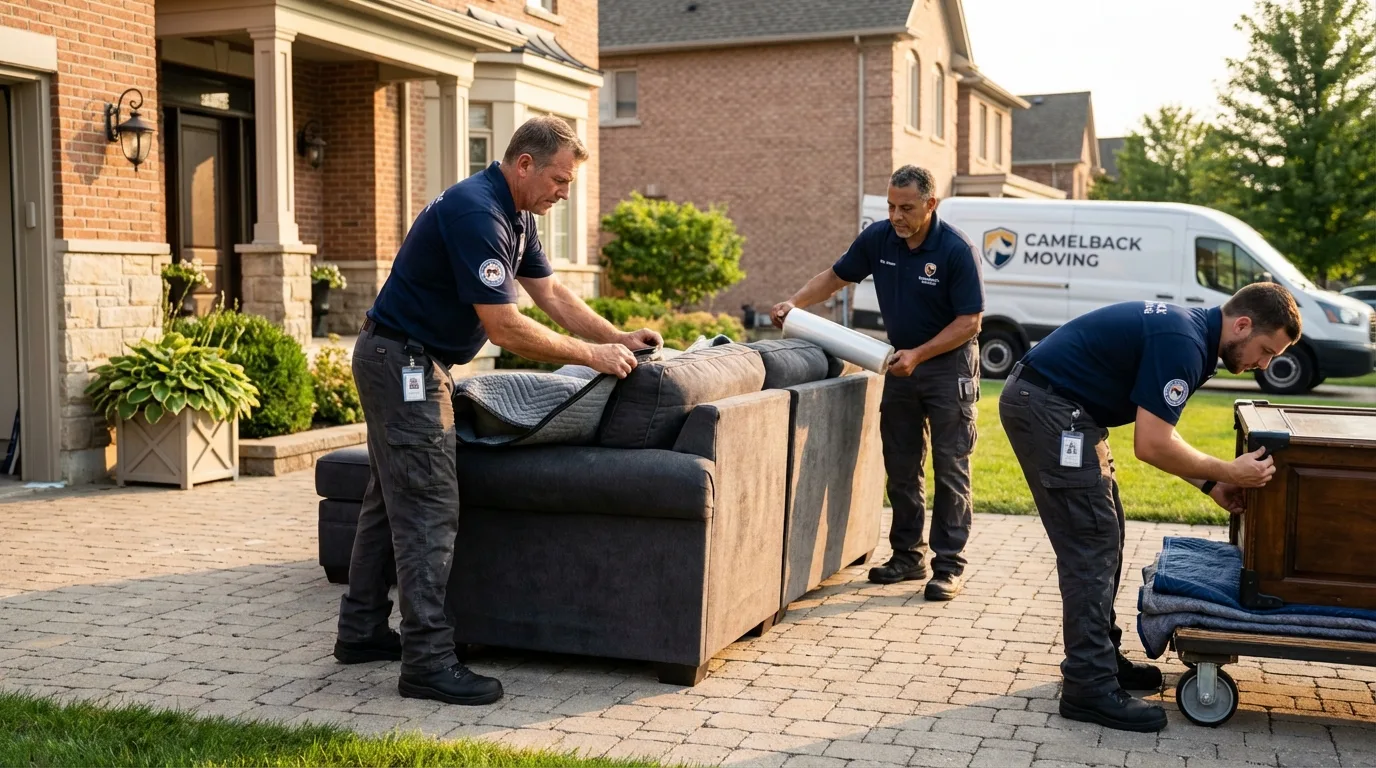 Large estate moving crew wrapping furniture in Emerald Isle, NC